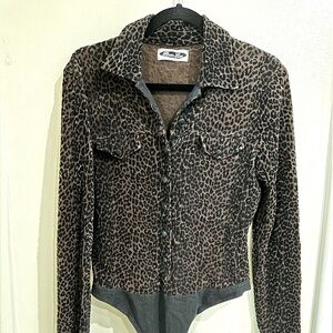 Leopard Print Long Sleeve Bodysuit